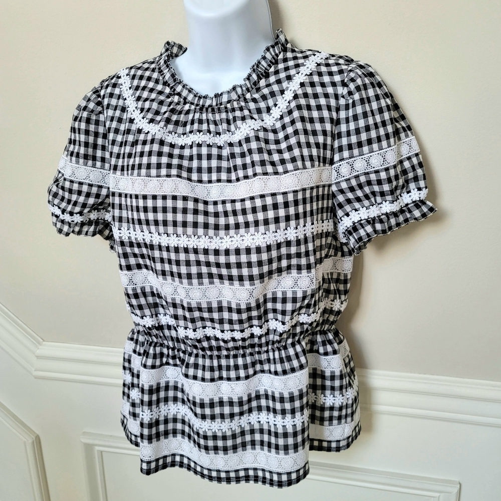 New! J.Crew sz XS X-small Daisy-chain Peplum Top Gingham NWT